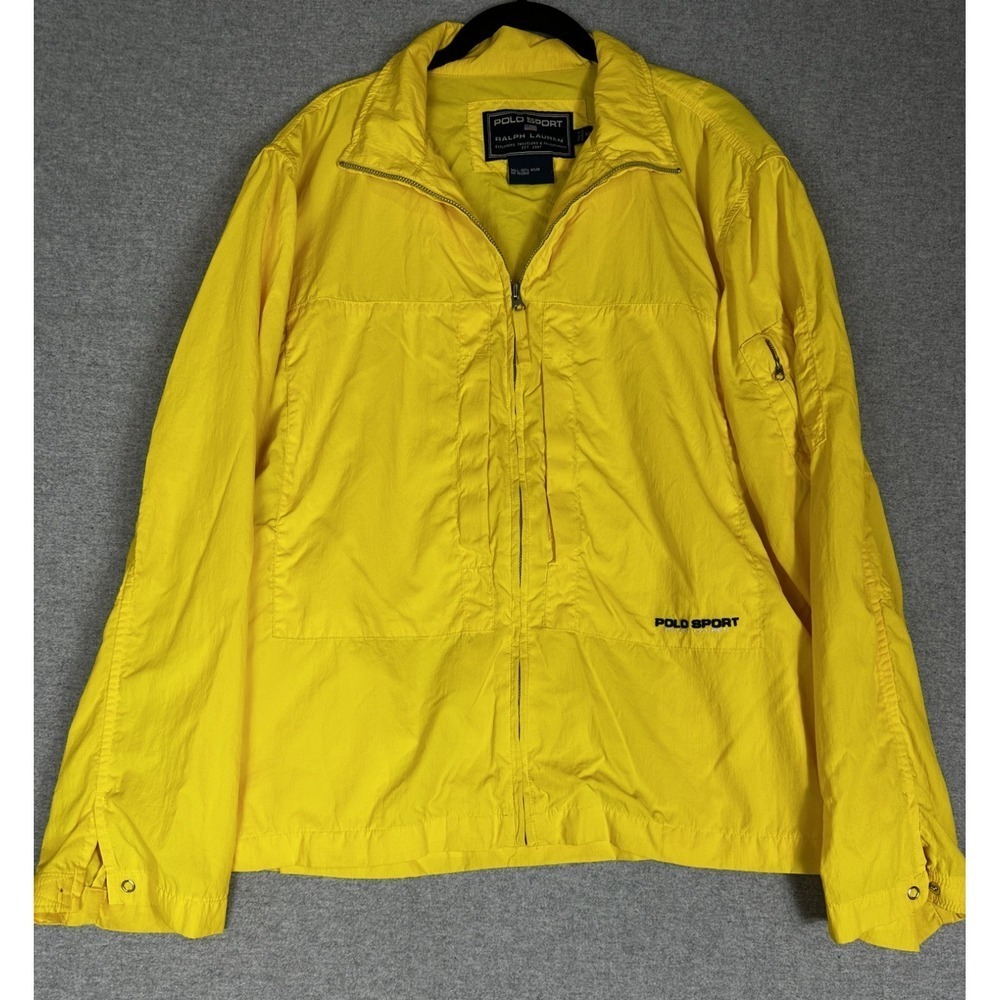 Ralph Lauren Polo Sport‎ Jacket Mens Medium Yellow Nylon Zip Windbreaker Shell